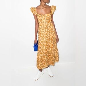REFORMATION Lucila Linen Yellow Midi Dress 2
